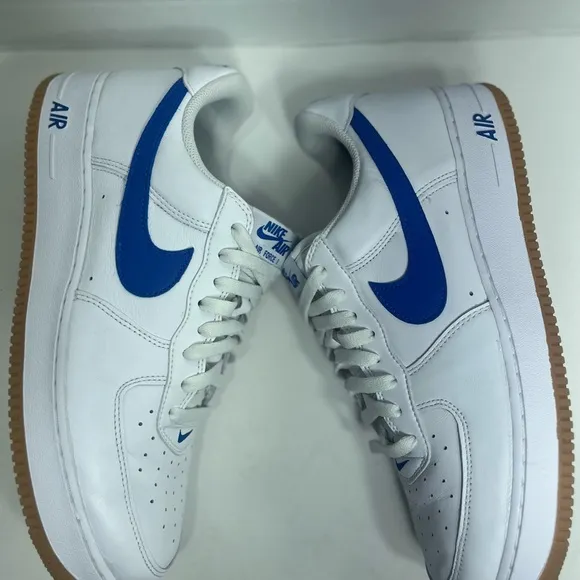 Nike Air Force 1'07 Low Men's Shoes White/Royal Blue DJ3911-101 Used Size 13