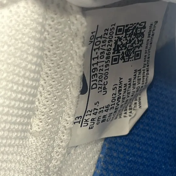 Nike Air Force 1'07 Low Men's Shoes White/Royal Blue DJ3911-101 Used Size 13