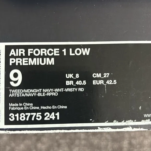 Nike Air Force Low 1 Premium Size 9