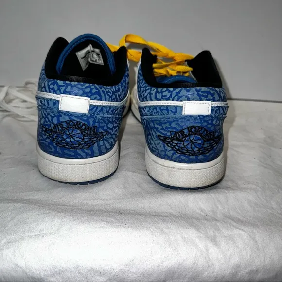 Nike Air Jordan 1 Low Elephant Blue White Shoes 553558-104 Men's Size 11.5