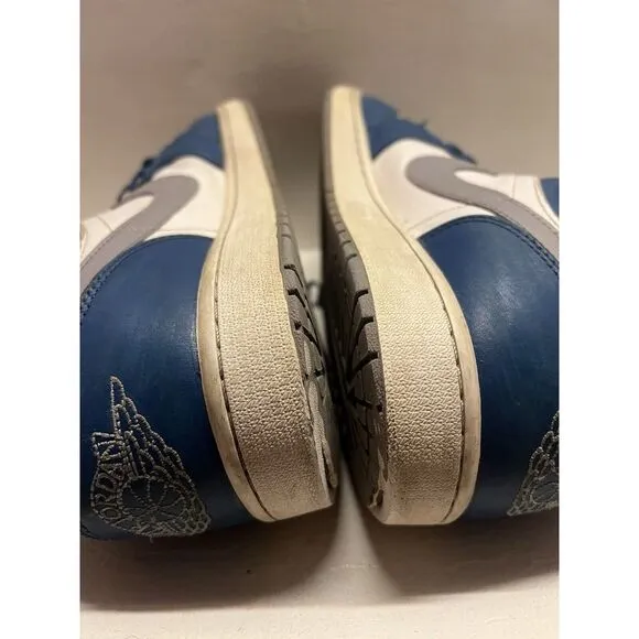 Nike‎ Air Jordan 1 Low 'True Blue Cement' Shoes Sneakers 553558-412 Men's Sz 15