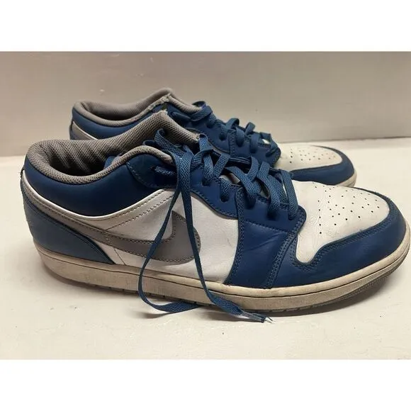 Nike‎ Air Jordan 1 Low 'True Blue Cement' Shoes Sneakers 553558-412 Men's Sz 15