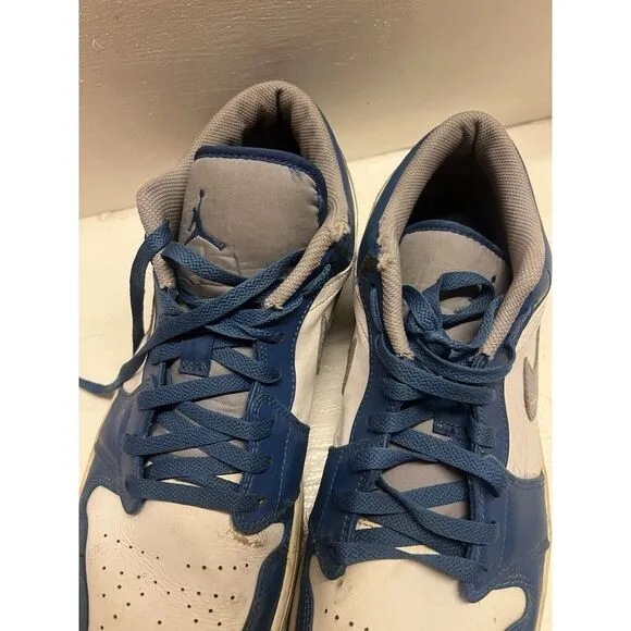 Nike‎ Air Jordan 1 Low 'True Blue Cement' Shoes Sneakers 553558-412 Men's Sz 15