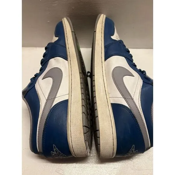 Nike‎ Air Jordan 1 Low 'True Blue Cement' Shoes Sneakers 553558-412 Men's Sz 15