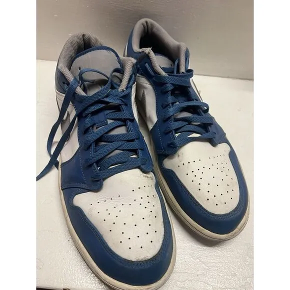 Nike‎ Air Jordan 1 Low 'True Blue Cement' Shoes Sneakers 553558-412 Men's Sz 15