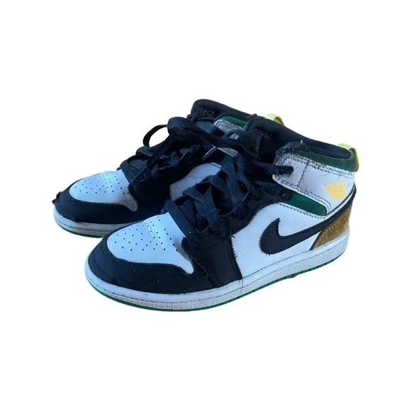 Nike Air Jordan 1 Mid BQ6932-101 'Oakland' Retro Shoes Youth Size 1