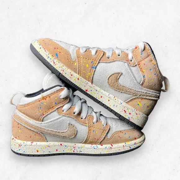 Nike Air Jordan 1 Mid SE Brushstroke (PS)‎ Paint Splatter Youth 11C DA8007-100