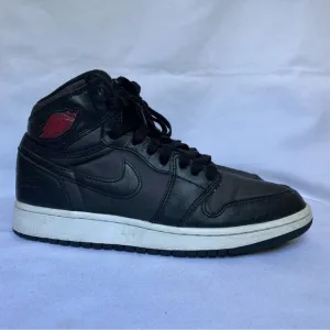 Nike Air Jordan 1 Retro High OG BG Black Satin Gym Red Shoes 5.5Y/ 7W