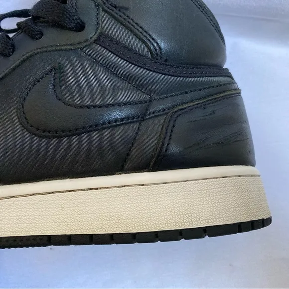 Nike Air Jordan 1 Retro High OG BG Black Satin Gym Red Shoes 5.5Y/ 7W