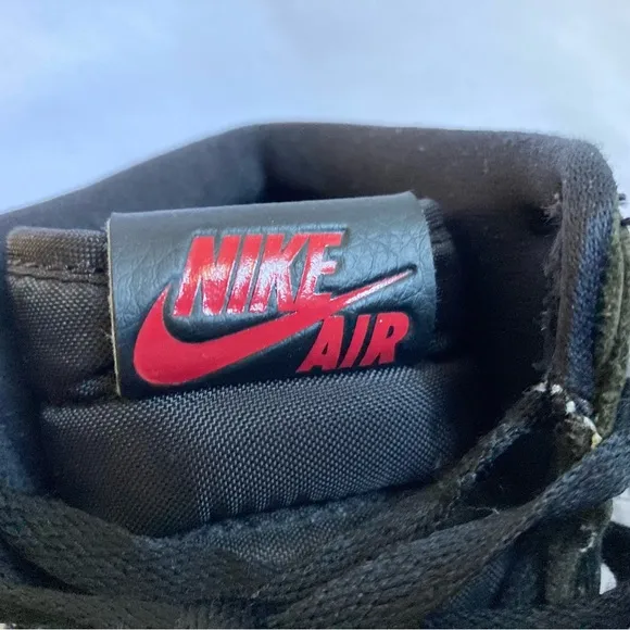 Nike Air Jordan 1 Retro High OG BG Black Satin Gym Red Shoes 5.5Y/ 7W