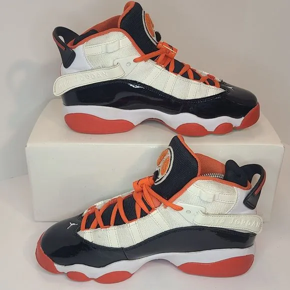 Nike Air Jordan 6 Rings Youth (4.5Y) Shoes White Black Team Orange DV1345-108