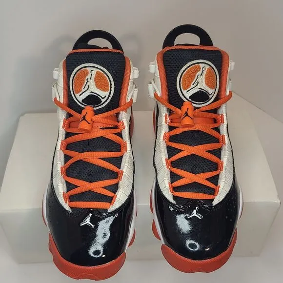 Nike Air Jordan 6 Rings Youth (4.5Y) Shoes White Black Team Orange DV1345-108