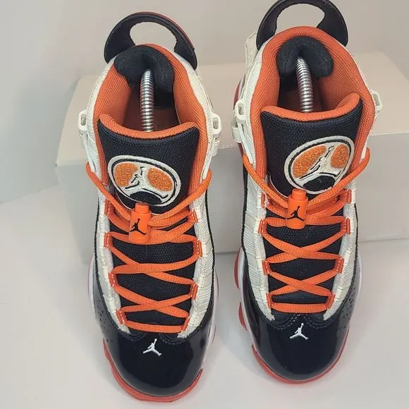 Nike Air Jordan 6 Rings Youth (4.5Y) Shoes White Black Team Orange DV1345-108
