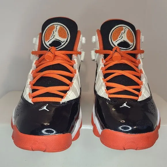 Nike Air Jordan 6 Rings Youth (4.5Y) Shoes White Black Team Orange DV1345-108