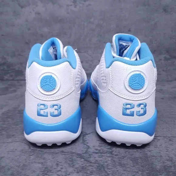 NIKE Air Jordan 9 Low Golf Shoes Mens 11 University Blue UNC White Nby