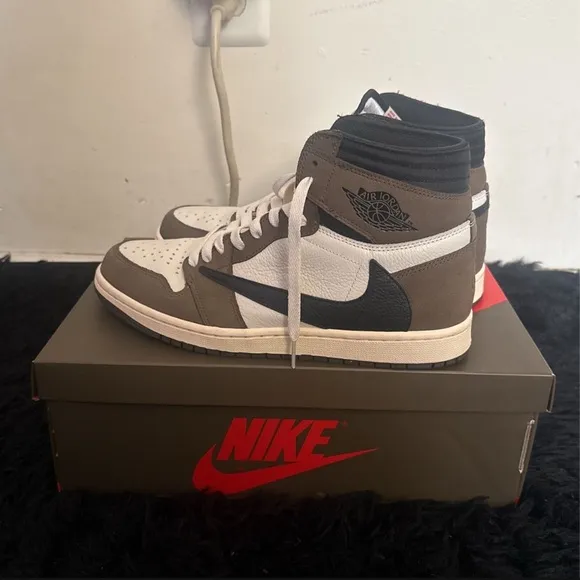 Nike Air Jordan High-Top Sneakers - Brown and White
