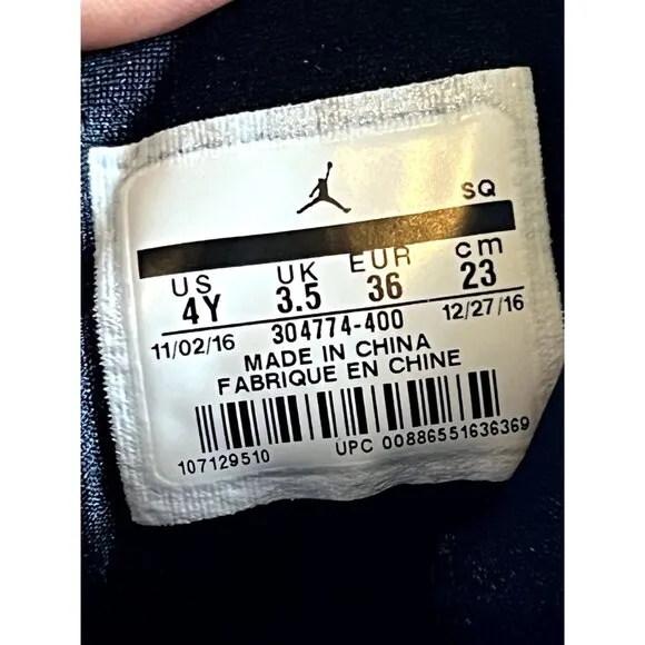 Nike Air Jordan KIDS  4Y Retro Pantone Blue Basketball Shoes NO LACES 2016 Shoe