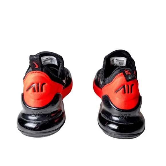 NIKE Air Max 270 &quot;Black Bright Crimson&quot; Running Shoes Size 6.5Y/W8