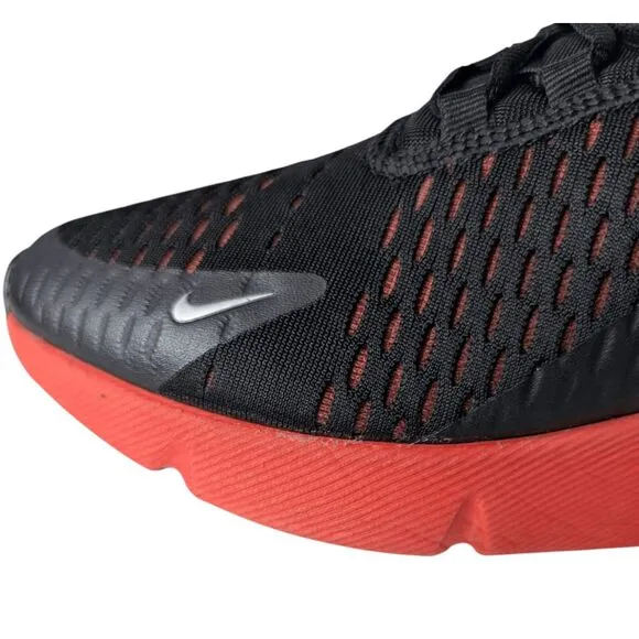 NIKE Air Max 270 &quot;Black Bright Crimson&quot; Running Shoes Size 6.5Y/W8
