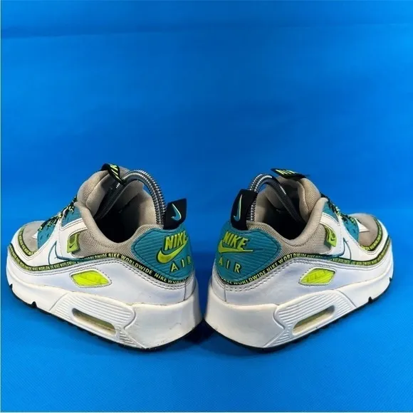 Nike Air Max 90 'Worldwide Pack - Blue Fury Volt' Sneaker Size 6Y
