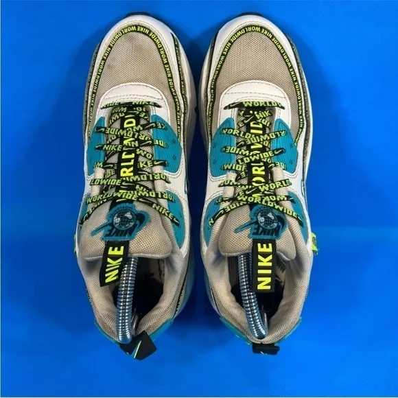 Nike Air Max 90 'Worldwide Pack - Blue Fury Volt' Sneaker Size 6Y