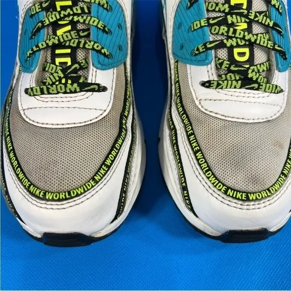 Nike Air Max 90 'Worldwide Pack - Blue Fury Volt' Sneaker Size 6Y