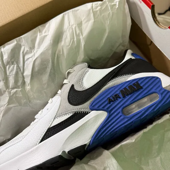 Nike Air Max Excee Sneakers Size 10 White and Blue with Black