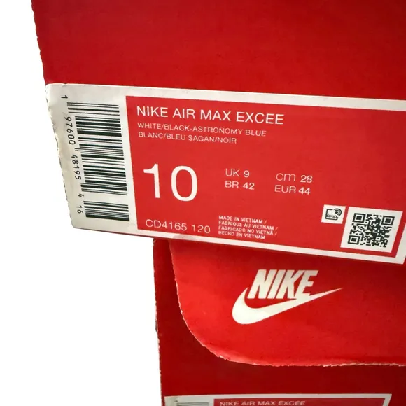 Nike Air Max Excee Sneakers Size 10 White and Blue with Black