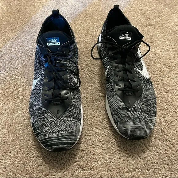Nike Air Max FlyKnit Racer Shoes Black and White Men’s Size 15 US 49.5 EU