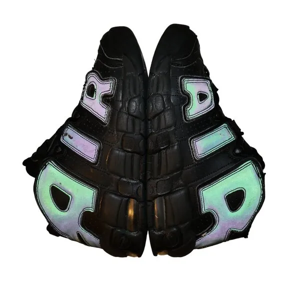 Nike Air More Uptempo 3M Reflective Black Basketball Shoes Boys Size 5Y Black