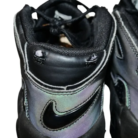 Nike Air More Uptempo 3M Reflective Black Basketball Shoes Boys Size 5Y Black