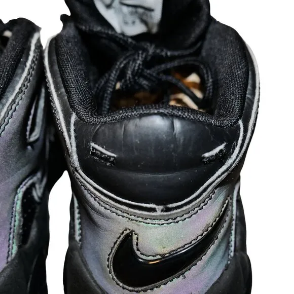 Nike Air More Uptempo 3M Reflective Black Basketball Shoes Boys Size 5Y Black