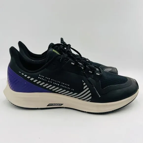 Nike Air Zoom Pegasus 36 Shield Athletic Running Women's Black Sneakers Size 9