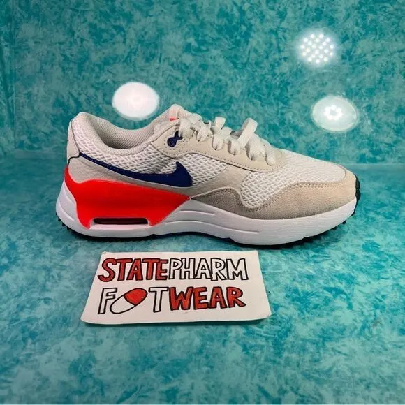 Nike Air Max Systm Women’s White Blue Low Top Athletic Shoes Sneakers