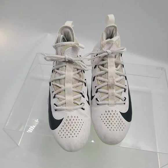 Nike Alpha Huarache 6 Elite LAX 880409 107 Lacrosse Cleats White Shoes Men 8.5