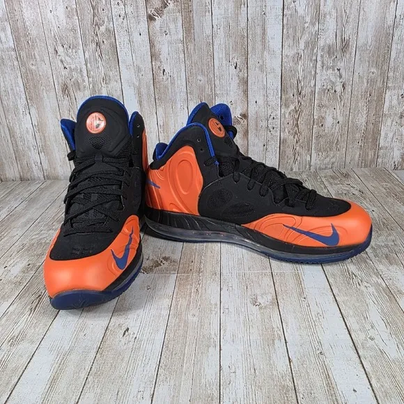 Nike‎ Basketball Shoes High Top Orange Blue Accents Sneakers Mens Size 10