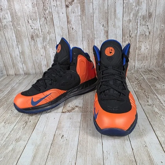 Nike‎ Basketball Shoes High Top Orange Blue Accents Sneakers Mens Size 10