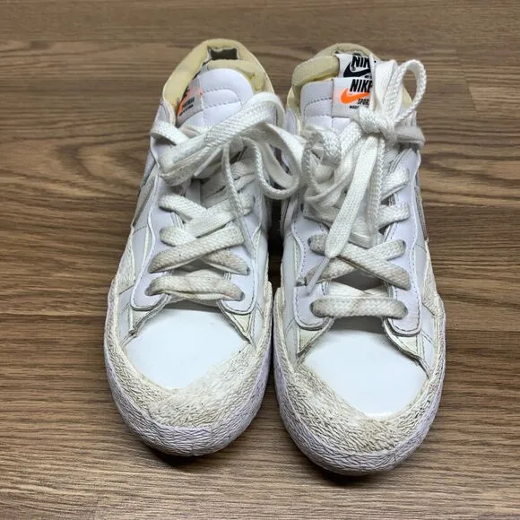 Nike Blazer Low Sacai Men's Size 6.5 US DM6443-100 Triple White Athletic Shoes