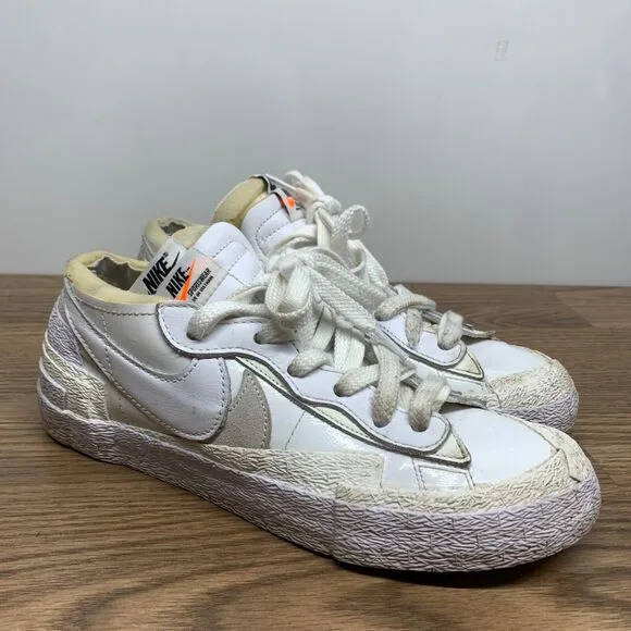 Nike Blazer Low Sacai Men's Size 6.5 US DM6443-100 Triple White Athletic Shoes