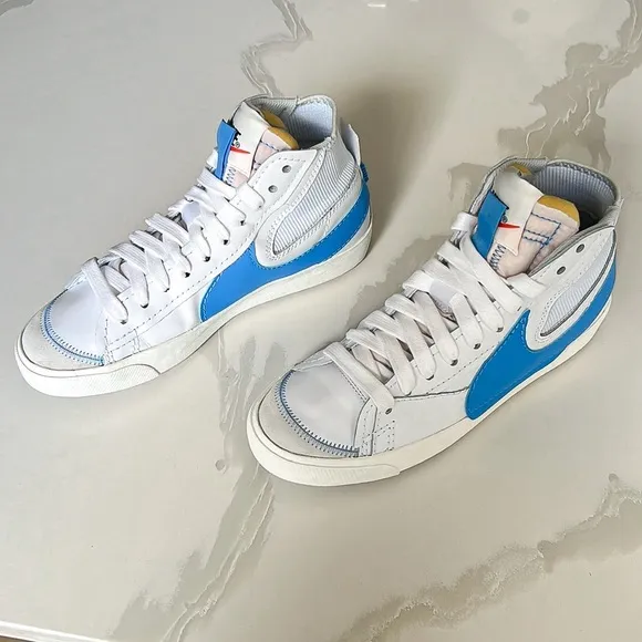 Nike Blazer Mid 77 Jumbo Shoes White University Blue Mens Sz 10 DD3111-103
