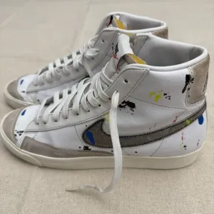 Nike Blazer Mid 77 Vintage Sneakers White Paint Splatter High-Top Shoes 11