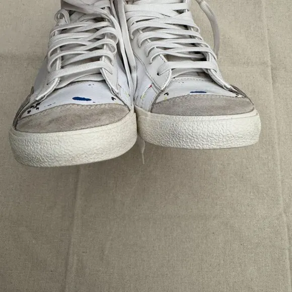 Nike Blazer Mid 77 Vintage Sneakers White Paint Splatter High-Top Shoes 11