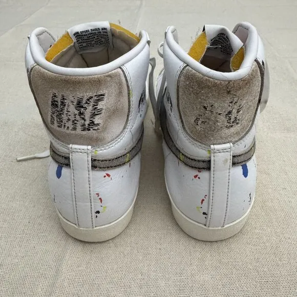 Nike Blazer Mid 77 Vintage Sneakers White Paint Splatter High-Top Shoes 11