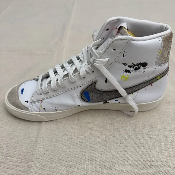Nike Blazer Mid 77 Vintage Sneakers White Paint Splatter High-Top Shoes 11