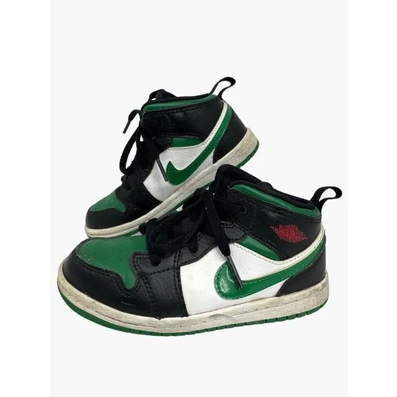 Nike Boys AIR JORDAN 1 MID Pine Green Sz 10C Basketball Shoes 640735-067
