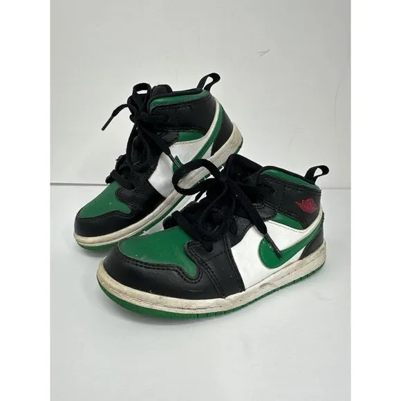 Nike Boys AIR JORDAN 1 MID Pine Green Sz 10C Basketball Shoes 640735-067