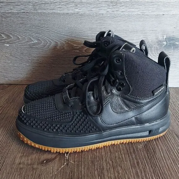 Nike Boys Black Lunar Force 1 Duckboot Shoes Size 6.5 Youth Lace Up High Top
