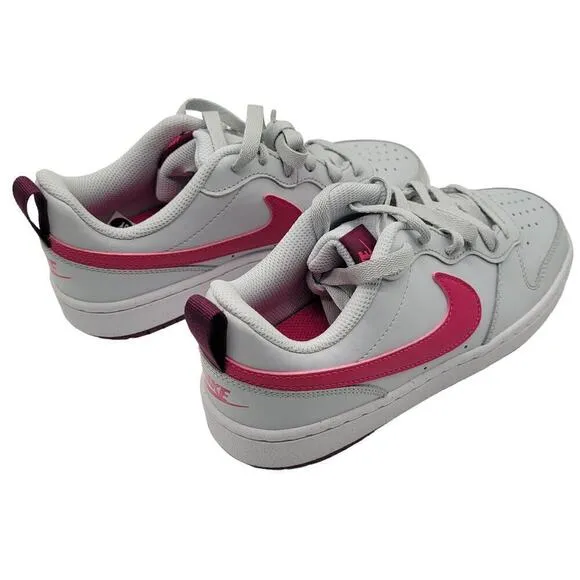 Nike Court Borough Low 2 Shoes Big Kid's Pure Platinum Pink Prime Size 5 Lace Up
