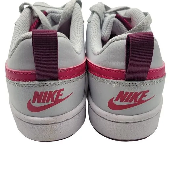 Nike Court Borough Low 2 Shoes Big Kid's Pure Platinum Pink Prime Size 5 Lace Up