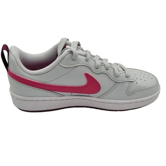 Nike Court Borough Low 2 Shoes Big Kid's Pure Platinum Pink Prime Size 5 Lace Up